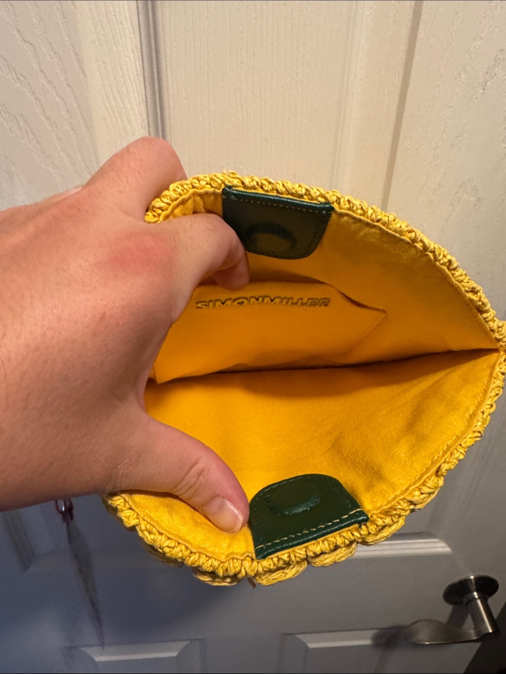 Simon miller nwt Yellow Woven Raffia Clutch with Tag lemon shape - Picture 3 of 7